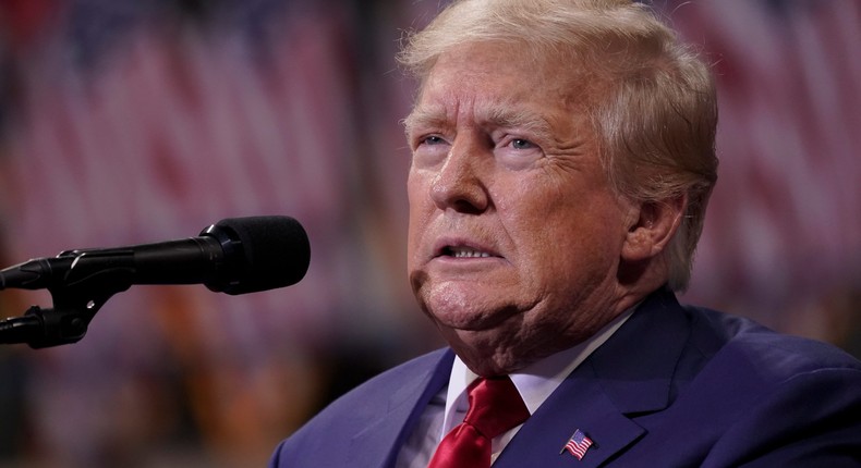 Former President Donald Trump speaks at a rally in Wilkes-Barre, Pa., Saturday, Sept. 3, 2022.