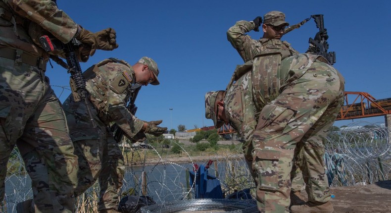 Texas Gov. Greg Abbott posted this photo to X on Wednesday, saying, We continue to deploy this razor wire to repel illegal immigration.Texas Gov. Greg Abbott/X