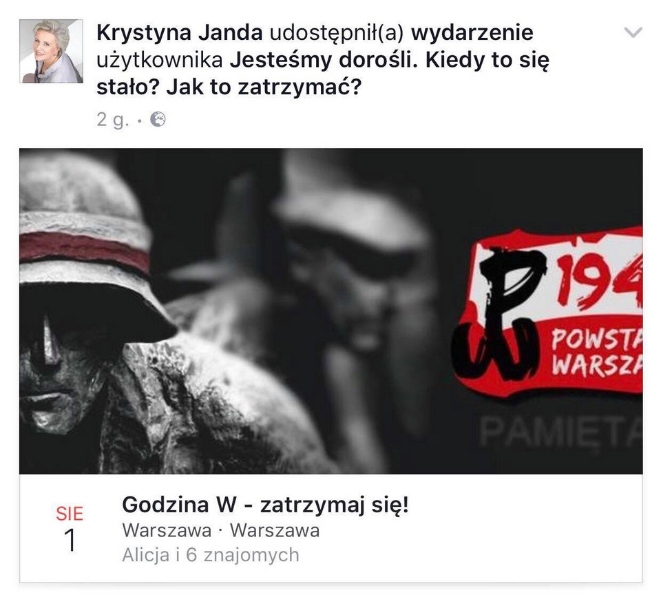 Krystyna Janda na Facebooku