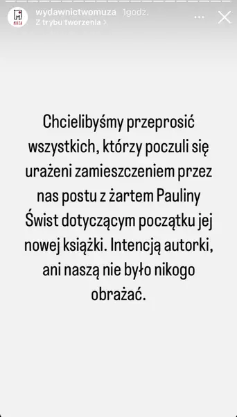 &quot;Przeprosiny&quot; wydawnictwa Muza