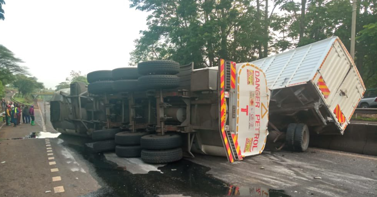 Fuel tanker crashes on Thika Road next to Blue Post Hotel Pulselive Kenya