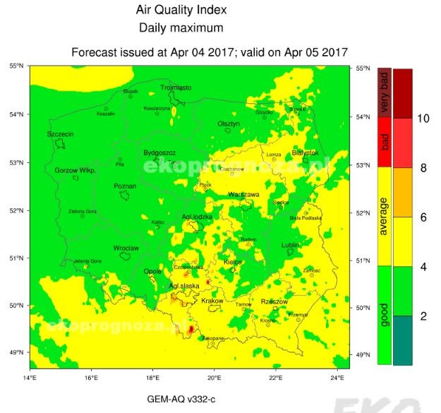 Ekoprognoza na 5 kwietnia 2017 r.