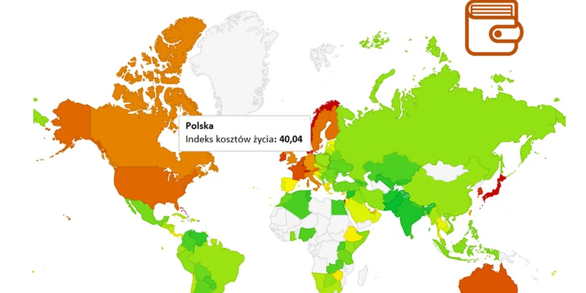 Na mapie kosztów życia na świecie znajdujemy się jeszcze po tej tańszej stronie, ale stopniowo przesuwamy się w stronę krajów droższych. Razem z Chinami. Dotująca rolnictwo Rosja jest od kilku lat tańszym miejscem do życia. 