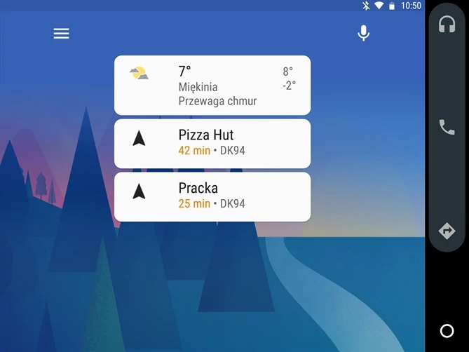 Android Auto 2.0 - okno główne