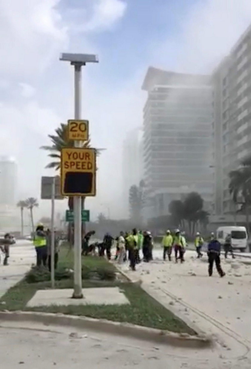 A building is seen collapsing in Miami