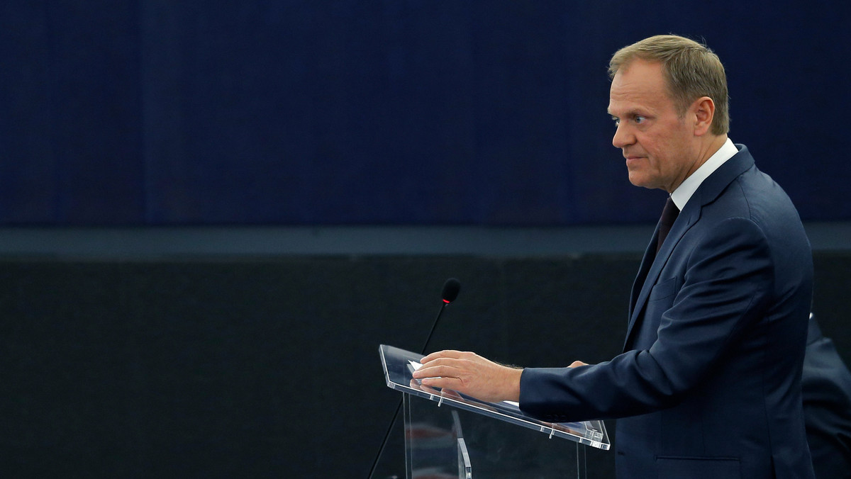 European Council President Tusk addresses the European Parliament in Strasbourg