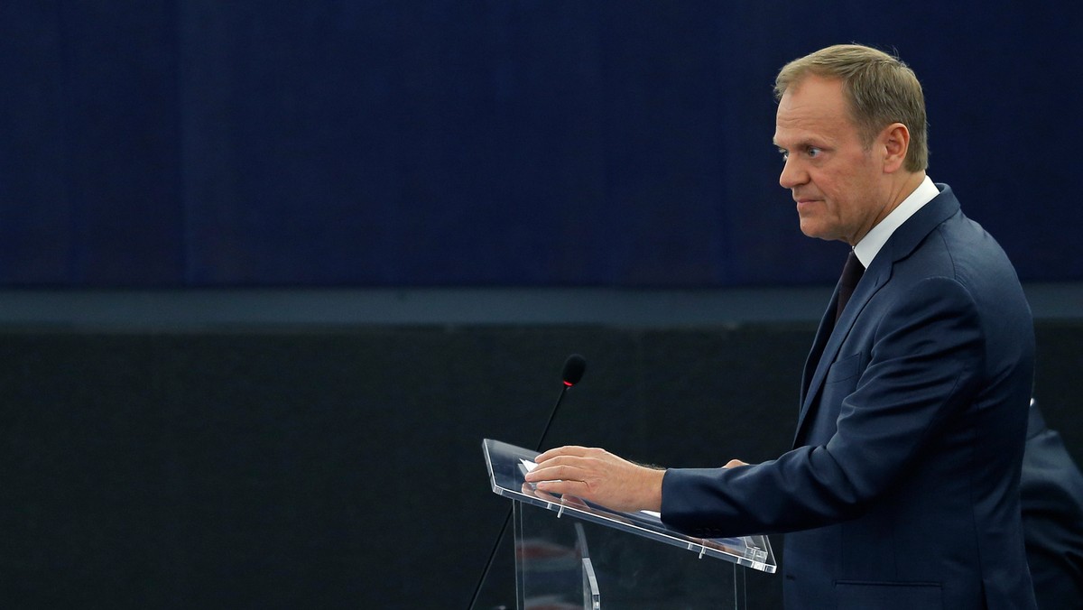 European Council President Tusk addresses the European Parliament in Strasbourg