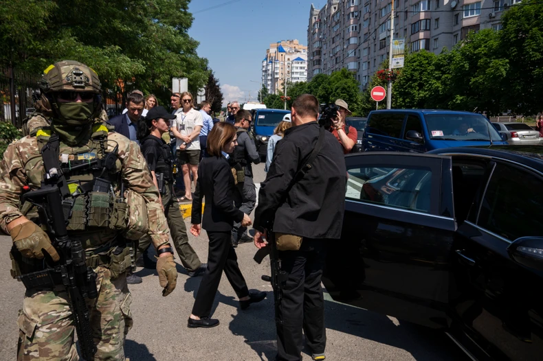 Maja Sandu u Buči kod Kijeva, Ukrajina