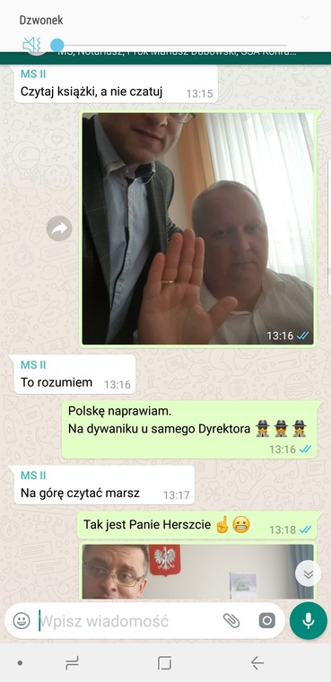 Screen z grupy Kasta. Sędzia Cichocki z Pawłem Zwolakiem, dyrektorem Departamentu Nadzoru Administracyjnego Ministerstwa Sprawiedliwości