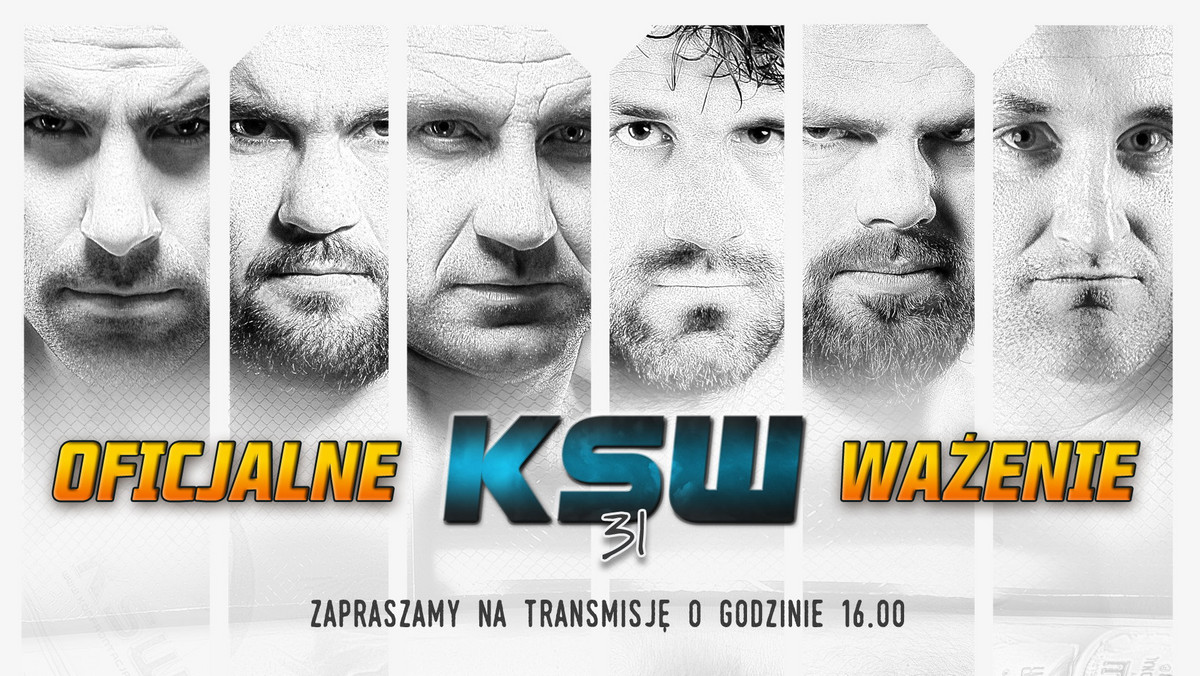 KSW 31 już w sobotę. Oficjalne ważenie przed galą "Materla vs Drwal" odbędzie się w piątek 22 maja w gdańsko-sopockiej Ergo Arenie. Punktualnie o godzinie 16:00 rozpocznie się sprawdzanie wag wszystkich osiemnastu uczestników sobotniego wydarzenia. Transmisję wideo "na żywo" z tego wydarzenie będzie można śledzić w Onecie.