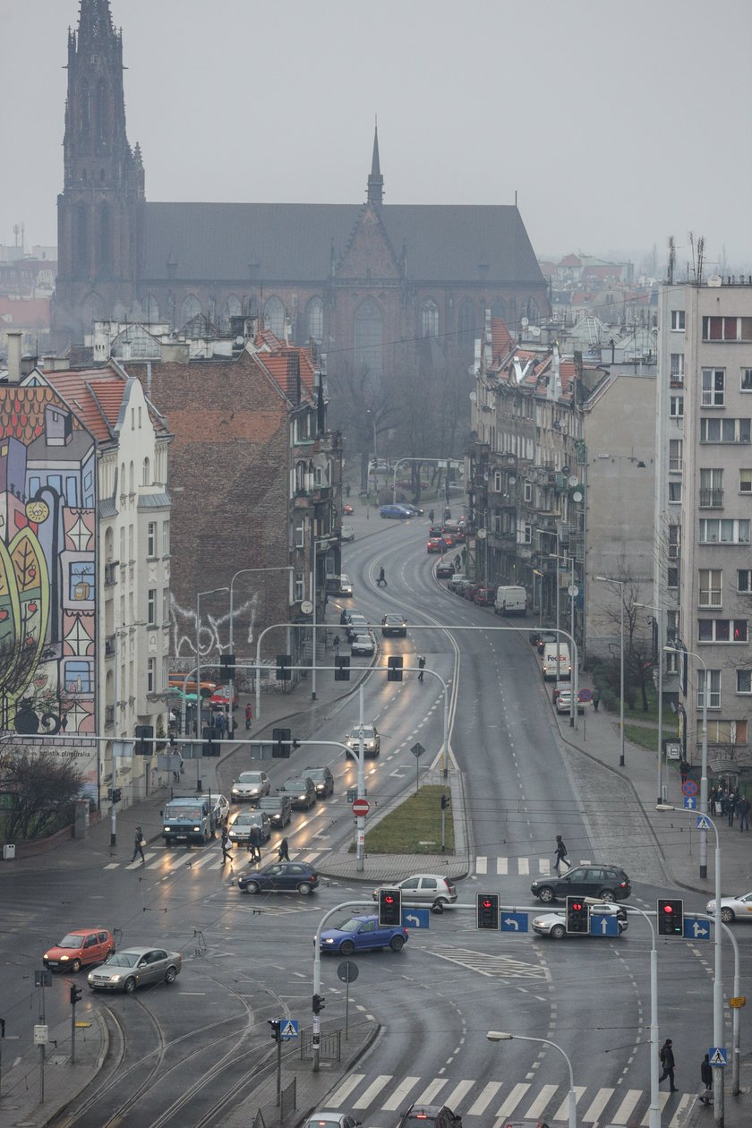 Ul. Wyszyńskiego (od ul. Sienkiewicza do ul. Nowowiejskiej) we Wrocławiu – widok z góry