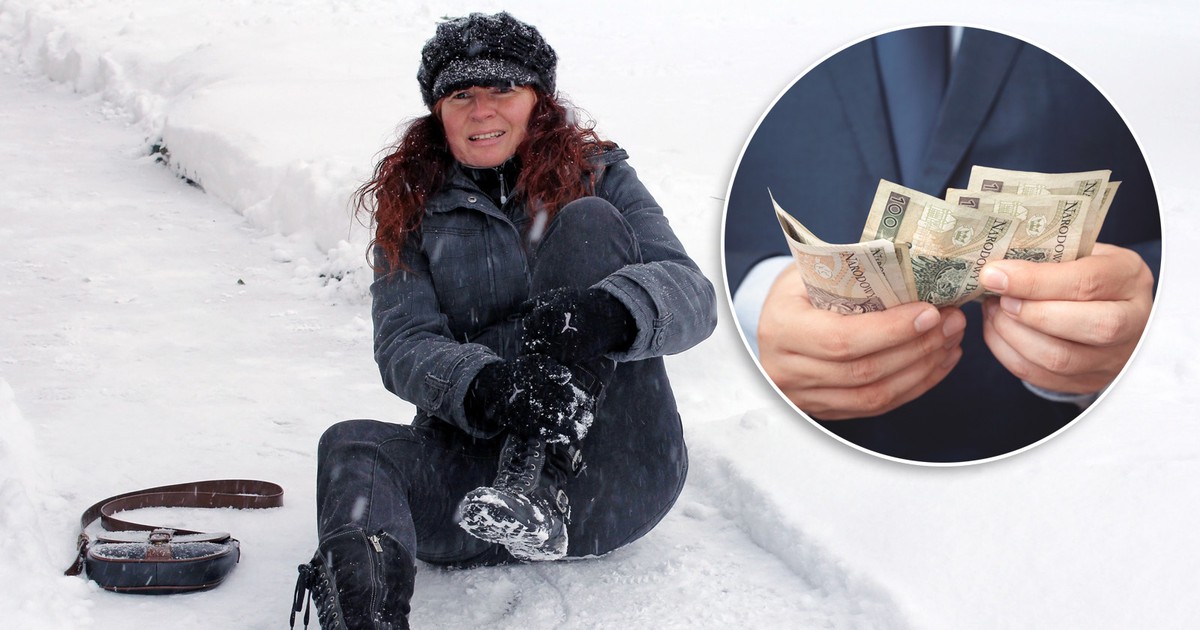 Wywrotka na śliskim chodniku. Ile się należy za szkodę?