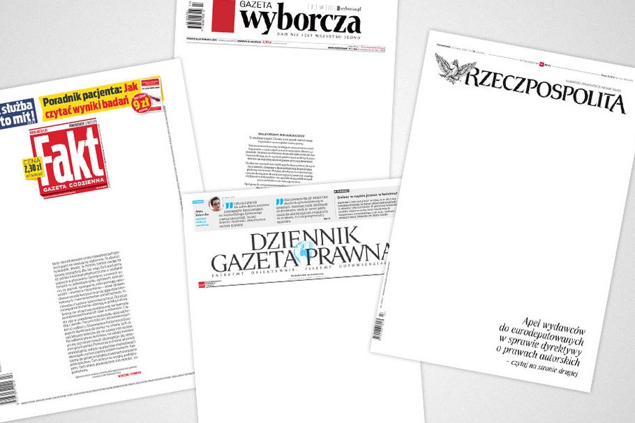 Apel do europarlamentarzystów na pierwszych stronach polskich dzienników 