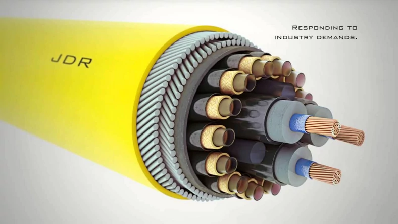 Przekrój podwodnego kabla firmy JDR