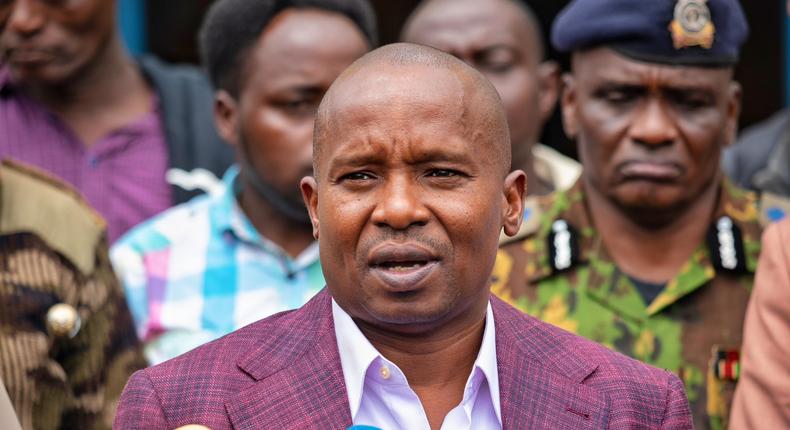 Interior CS Kithure Kindiki speaking to the media on November 6, 2023