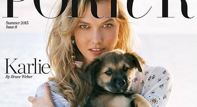 Karlie Kloss and puppy cover Porter Magazine Summer 2015 issue