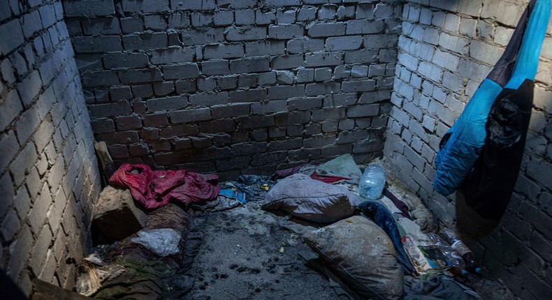 Inside the building where Ukrainian civilians said they were held and tortured, in Izium, Ukraine.Evgeniy Maloletka/AP