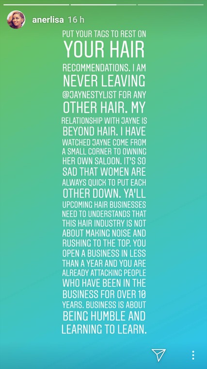 Anerlisa's response (Instagram) 