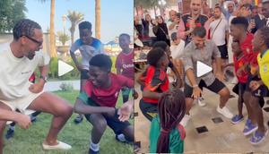 Sergio Aguero and Ferdinand dance with Ghetto Kids