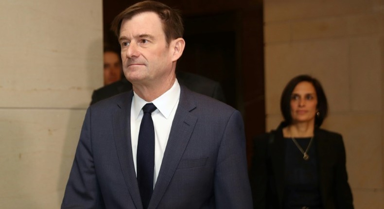 Under Secretary of State for Political Affairs David Hale arrives at the US Capitol before giving a closed-door deposition to the House Intelligence Committee in November 2019