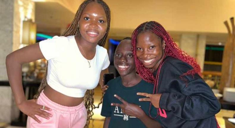 Tenge Tenge poses with comedians Emmanuela and Aunty Success