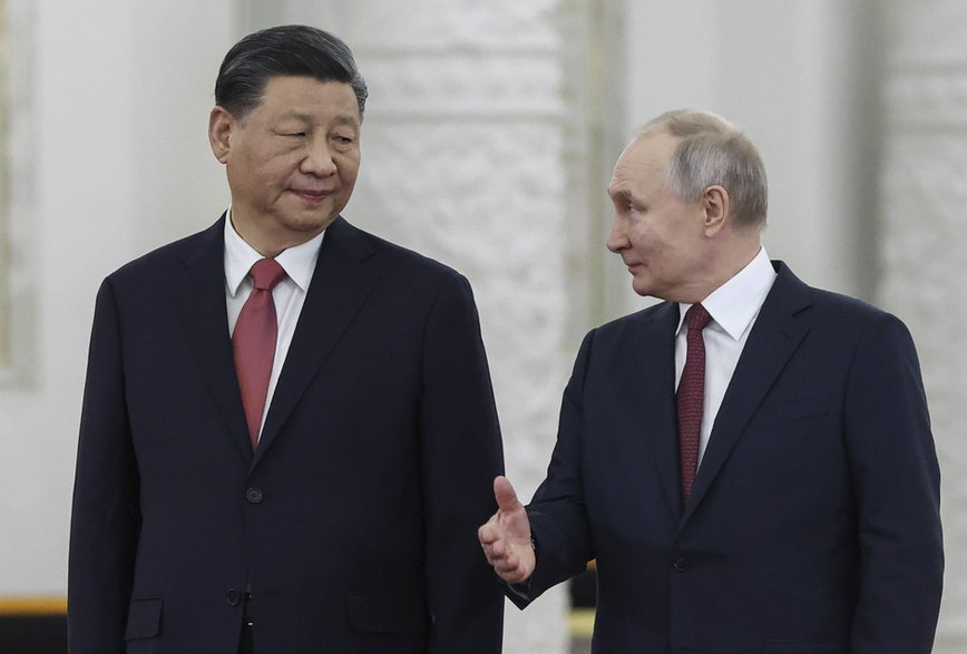 Xi Jinping na spotkaniu z Władimirem Putinem w Moskwie.