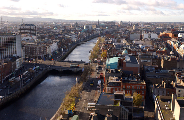 Widok na centrum Dublina, stolicy Irlandii