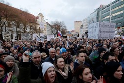 Rally in reaction to the murder of Slovak investigative reporter Jan Kuciak is held in Bratislava