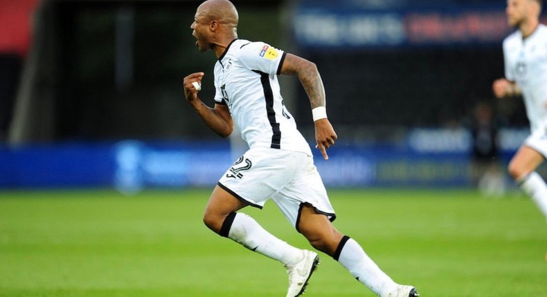 Andre Ayew scores against Brentford