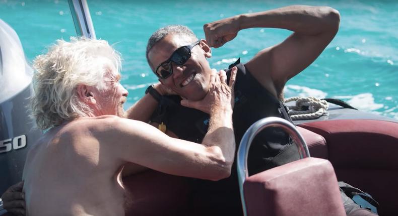 Richard Branson and Barack Obama vacationing in the British Virgin Islands.