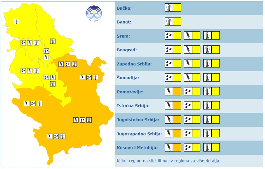 Meteoalarm za subotu