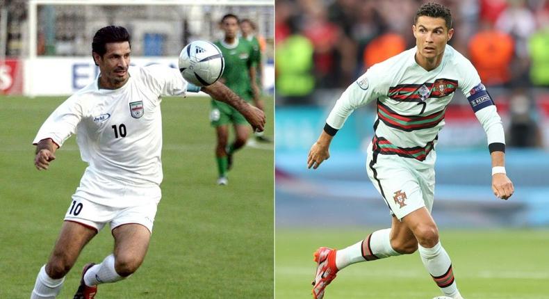 Daei (L) scored an incredible 109 international goals, but Ronaldo is now just three behind Creator: Behrouz MEHRI