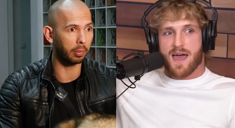 Andrew Tate and Logan Paul.(L) Screenshot/YouTube - Tate Speech, (R) Screenshot/YouTube - Impaulsive