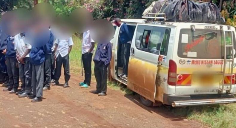 The 14-seater matatu which was impounded after while ferrying 31 students in Meru County on March 30, 2024.