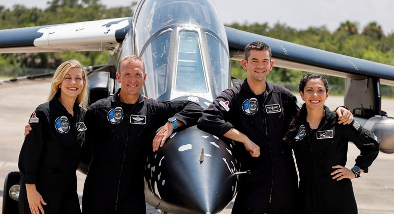 Anna Menon, Scott Poteet, Jared Isaacman, and Sarah Gillis, crew members of Polaris Dawn.Joe Skipper/Reuters