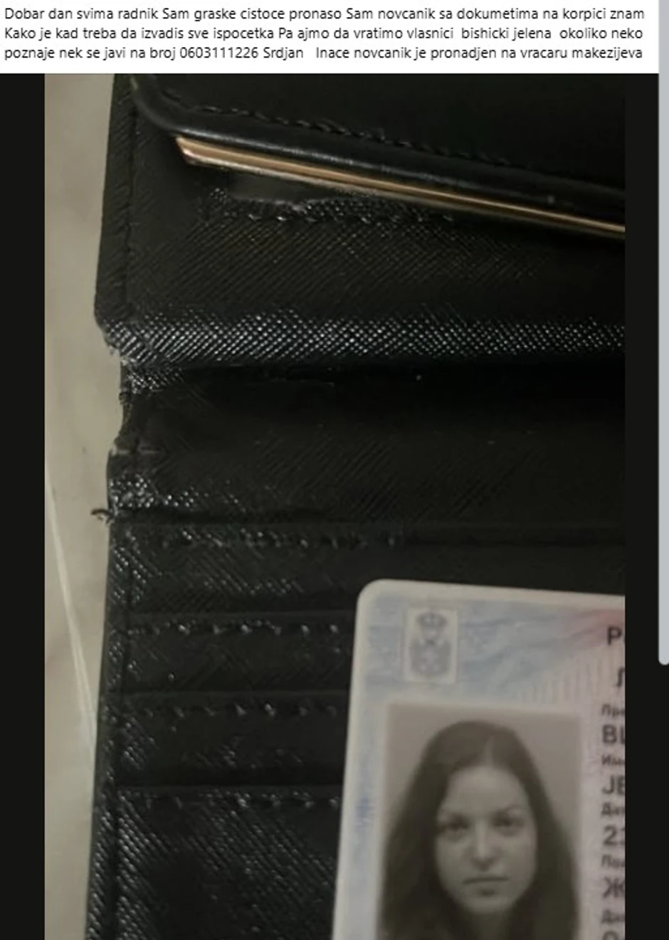 Srđanova objava u fejsbuk grupi