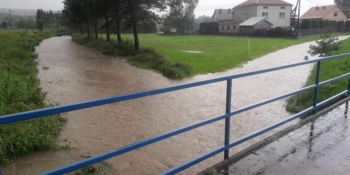 Burze i powódź w okolicach Jasła