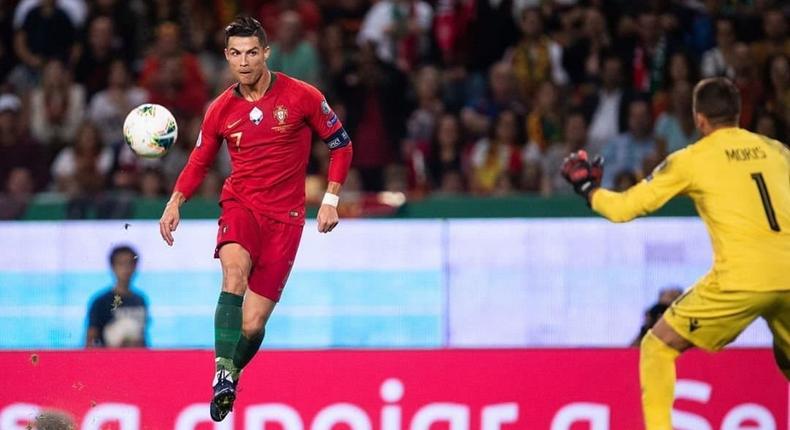 Cristiano Ronaldo in action for Portugal. 