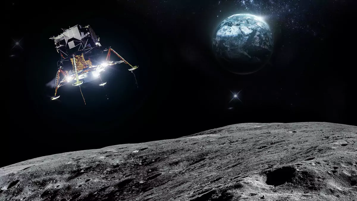 Lądownik lądujący na powierzchni Księżyca