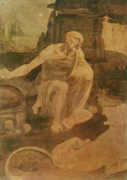 Obraz Leonardo da Vinci "Święty Hieronim na pustyni", o wym. 103 × 75 cm