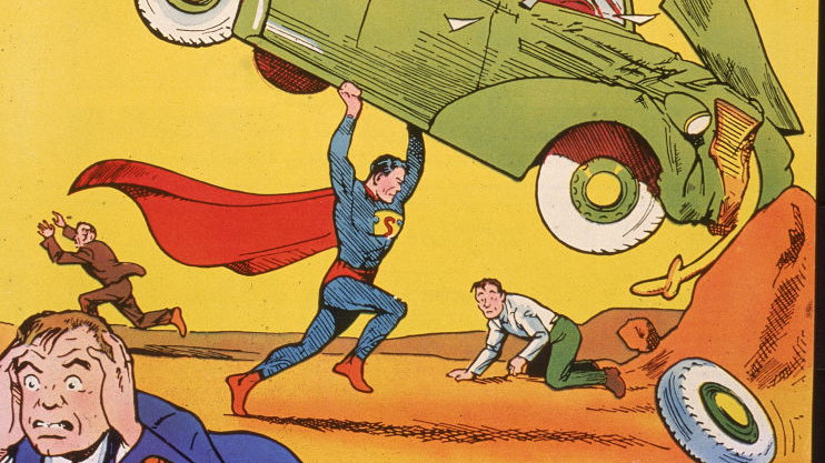 Okładka komiksu z 1938 r. W tym numerze po raz pierwszy pojawiła się postać Supermana