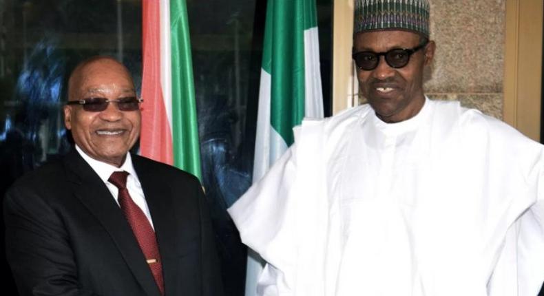 South African President, Jacob Zuma and Nigerian President, Muhammadu Buhari