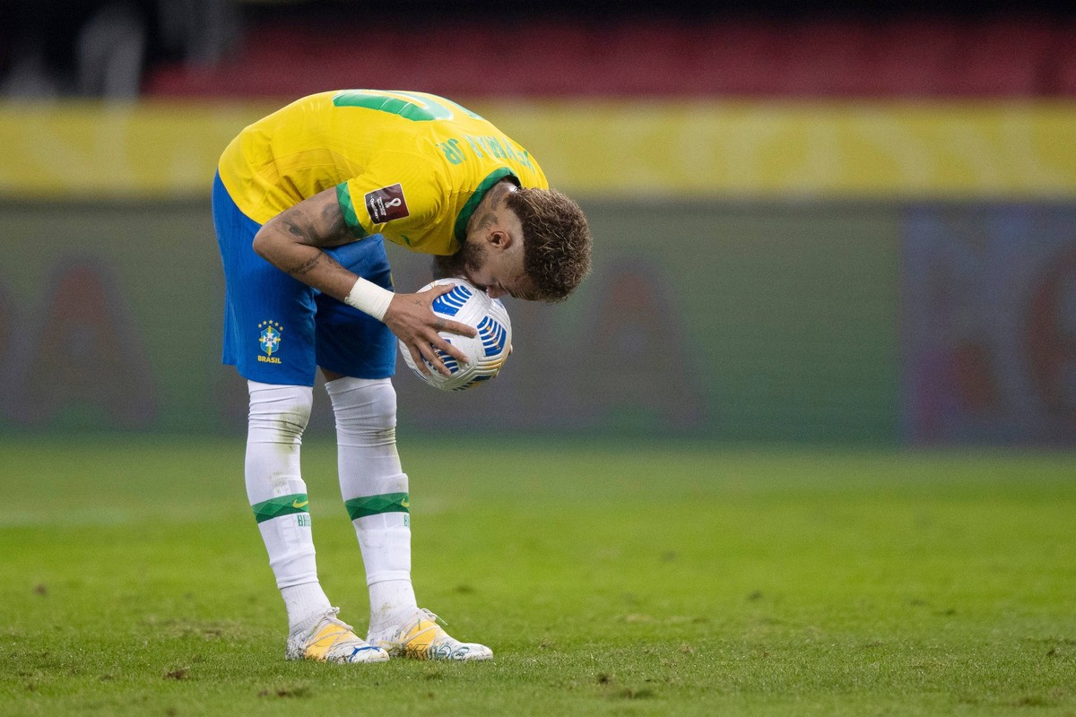 Neymar podczas meczu Brazylii z Ekwadorem w styczniu 2021 r.