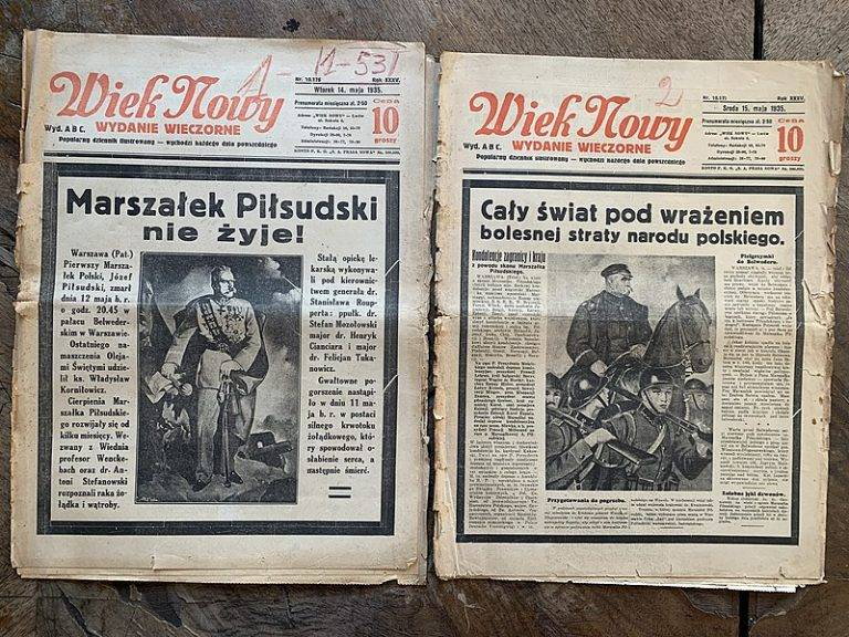 W poniedziałek 13 maja i kolejnych dniach gazety poinformowały o śmierci Piłsudskiego.