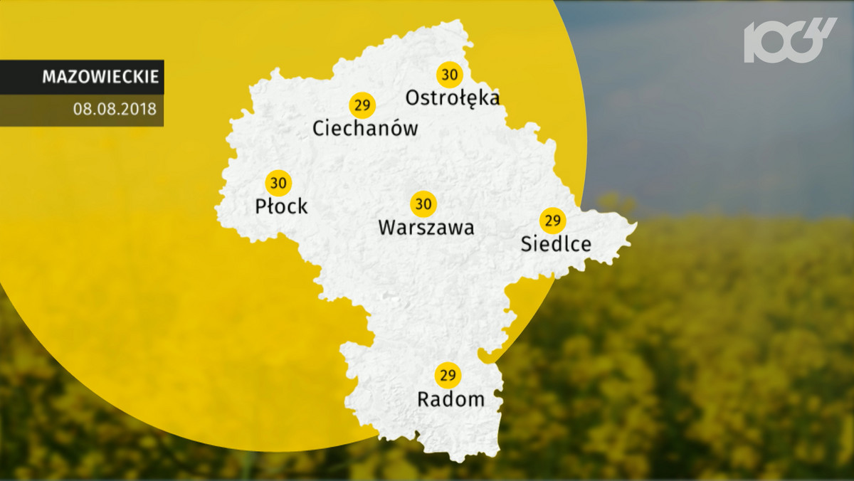 Pogoda Warszawa na dziś. Prognoza pogody 2018-08-08