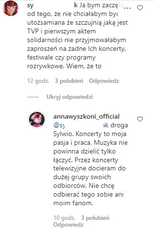 Ania Wyszkoni odpowiada na komentarz internautki