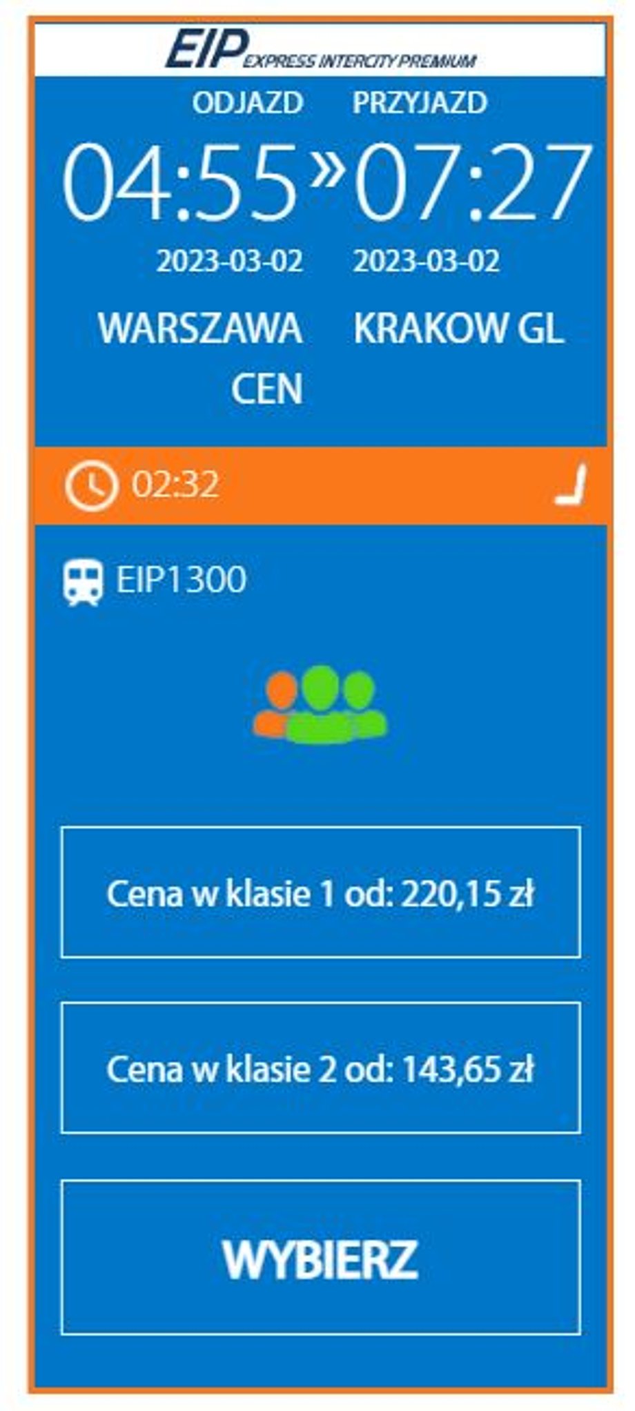 Ceny na trasie Warszawa-Kraków