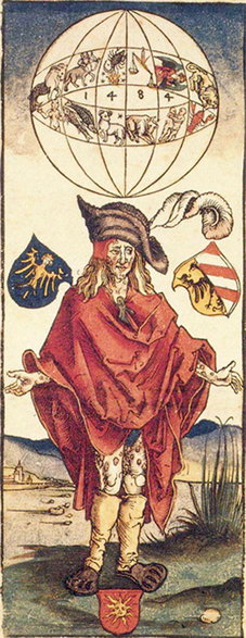 Medyczna ilustracja przypisywana Albrechtowi Dürerowi (1496) przedstawiająca osobę chorą na kiłę