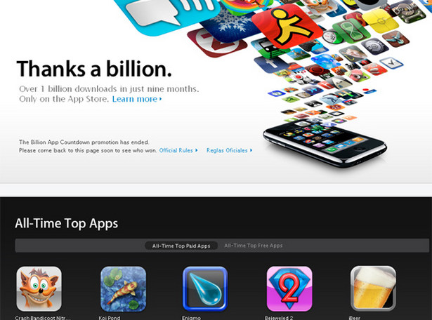 AppStore'owi stuknął miliard