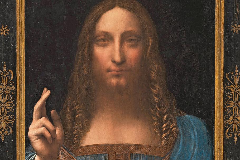 „Salvator Mundi” autorstwa Leonarda da Vinci sprzedany w Domu Aukcyjnym Christie’s 15 listopada 2017 roku za 450,3 mln dol.